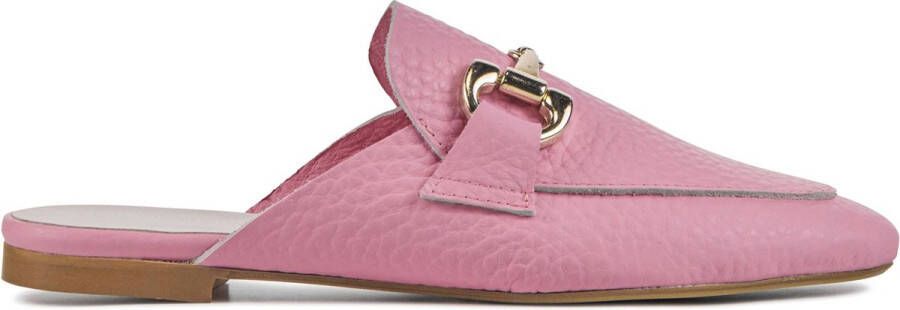 Lina Locchi Muiltjes Dames Sandalen Instappers Damesschoenen Leer Blokhak L1273 Roze