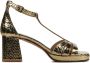 Lina Locchi Sandalen Dames Damesschoenen Leer Plateauhak hoogte 8 cm L1268 Goud - Thumbnail 1