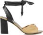 Lina Locchi Sandalen Dames Damesschoenen Leer Blokhak hoogte L1302 Bruin combi - Thumbnail 1