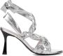 Lina Locchi Sandalen Dames Damesschoenen Leer Blokhak hoogte L1305 Zilver - Thumbnail 1