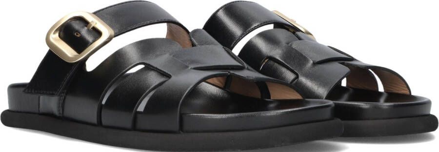 Lina Locchi Zwarte Leren Slippers Stijlvol Comfortabel Black Dames