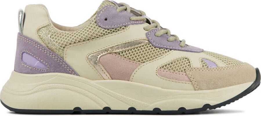 Lina Locchi Sneakers Dames Lage sneakers Damesschoenen Suède L1261 Beige combi