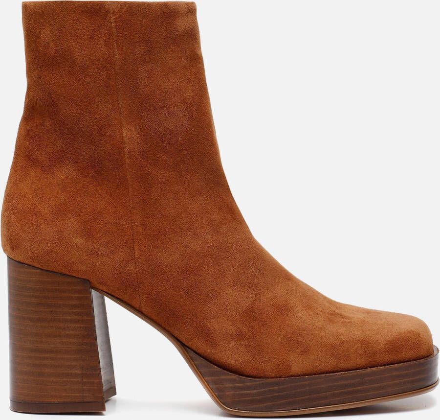 Linea zeta enkellaarsjes cognac Suede 192619 Dames