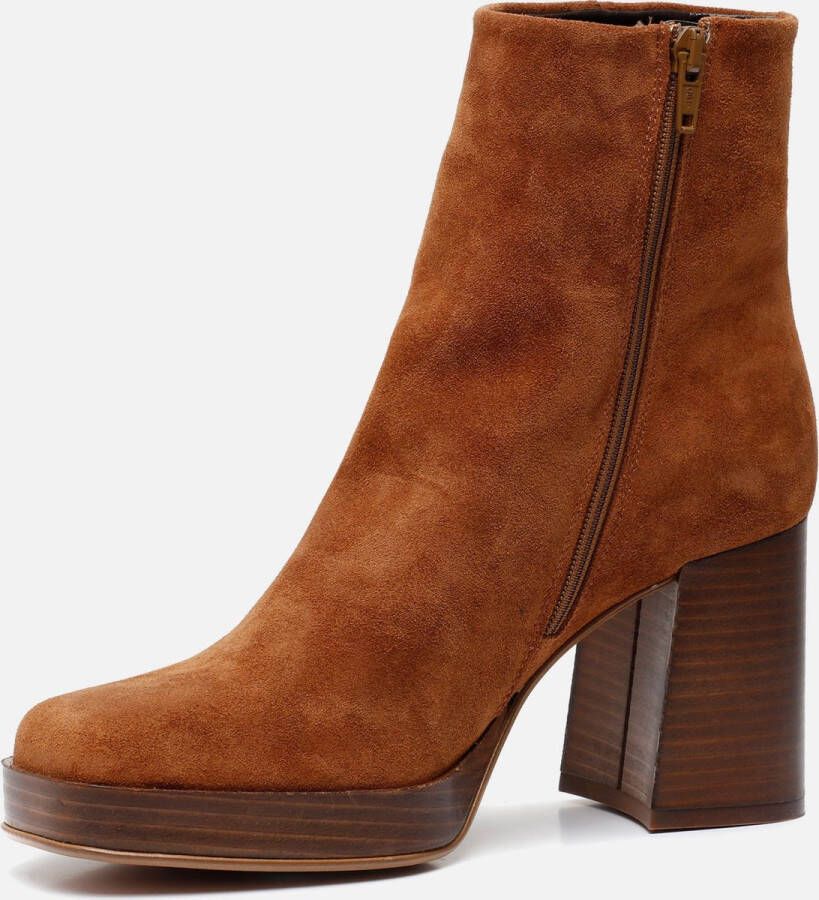 Linea zeta enkellaarsjes cognac Suede 192619 Dames