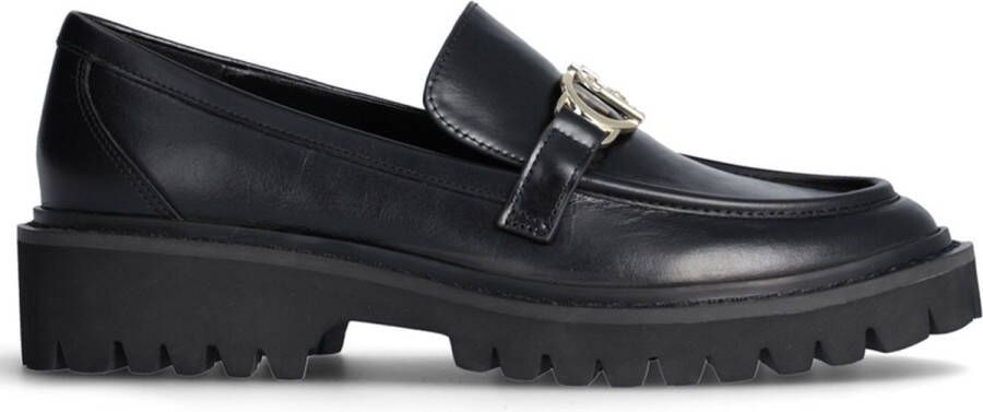 Liu Jo Zwarte leren mocassin met metalen logo Black Dames