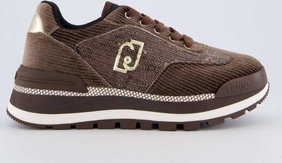 Liu Jo Fluwelen Corduroy Sneakers met Pailletten Brown Dames