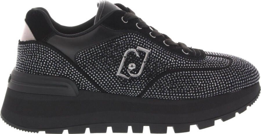 Liu Jo Zwarte strass sneakers met platformzool Black Dames