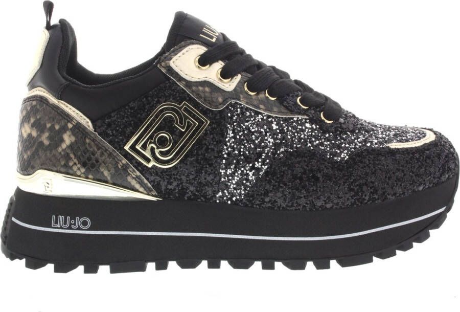 Liu Jo Dames Sneakers Maxi Wonder 01 Glitter Zwart