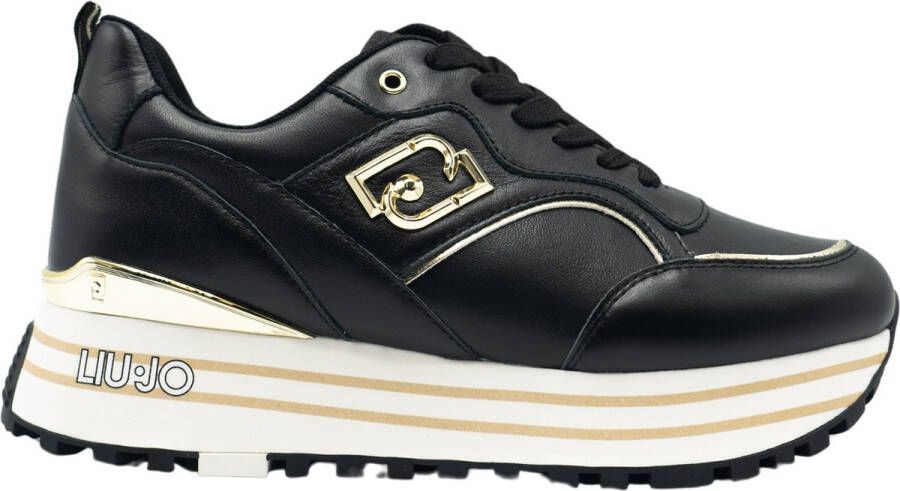 Liu Jo Leren Logo Sneakers Stijlvol Comfort Black Dames