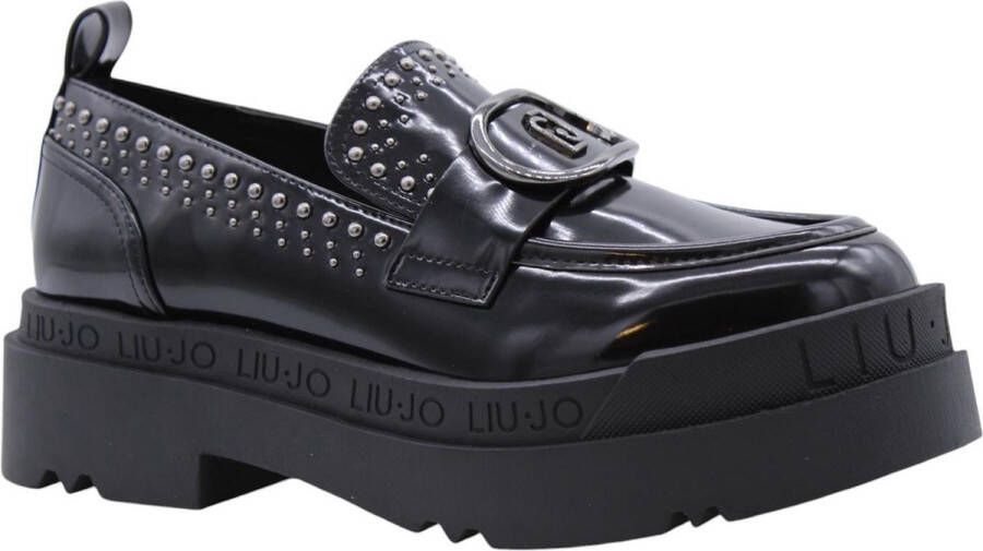 Liu Jo Zwarte platte schoenen met metalen logotoebehoren Black Dames