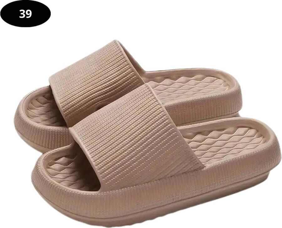 Livano Badslippers Dames Comfortabel Flip Flops Sauna Zomer Beige