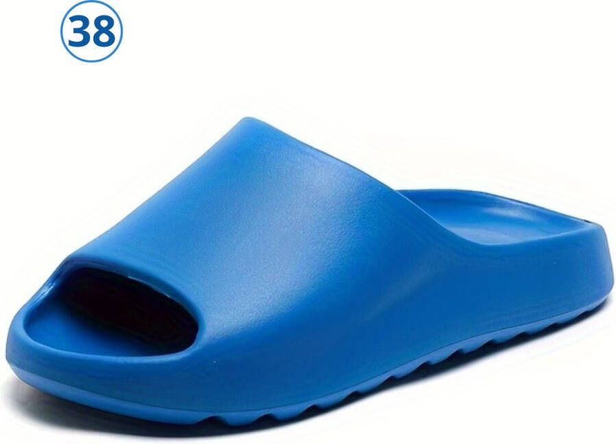 Livano Comfortabele Slippers Badslippers Teenslippers Anti-Slip Slides Flip Flops Stevig Voetbed Blauw