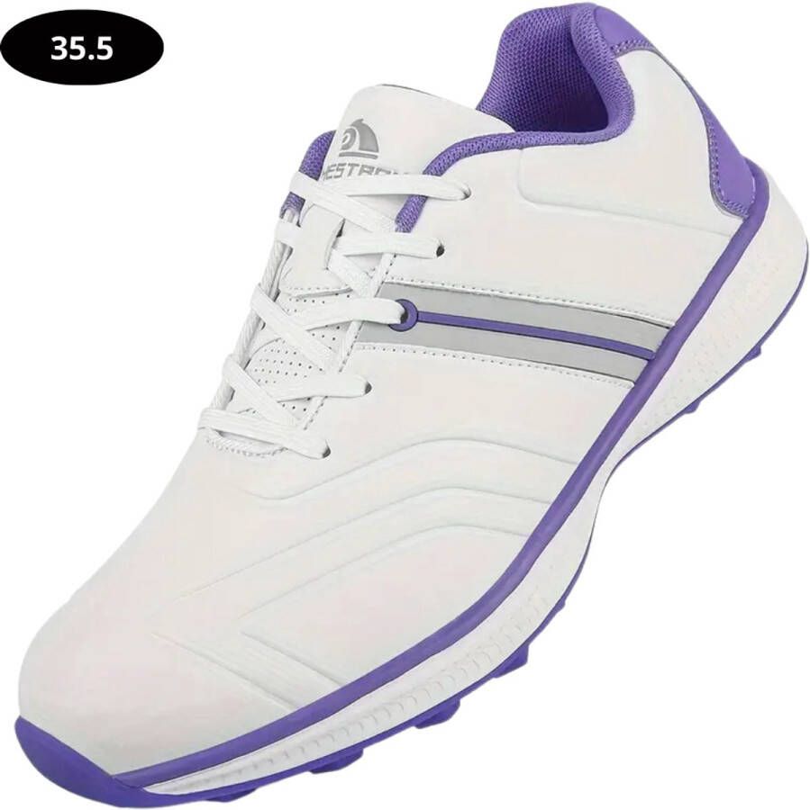 Livano Golfschoenen Dames- Sneakers Golfkleding Golfschoenen Antislip Waterdicht Golfen Wit & Paars