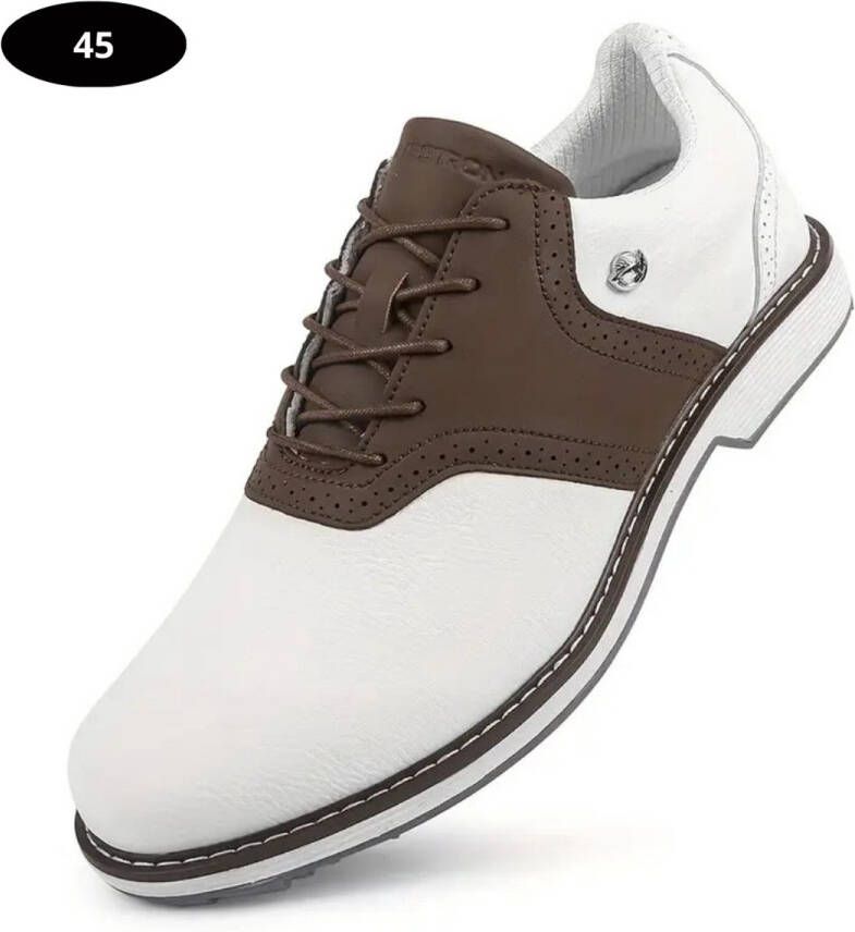 Livano Golfschoenen Heren Sneakers Golfkleding Golfschoenen Antislip Waterdicht Golfen Bruin & Wit