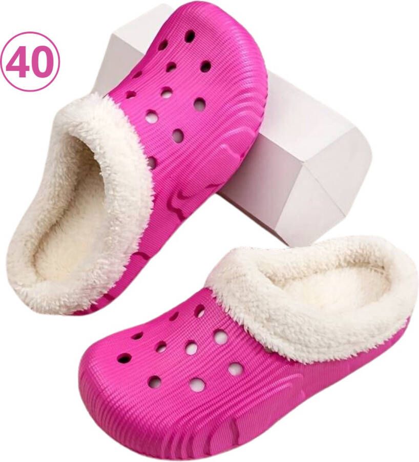 Livano Nivard Warme Pantoffels Sloffen Slippers Pluche Roze