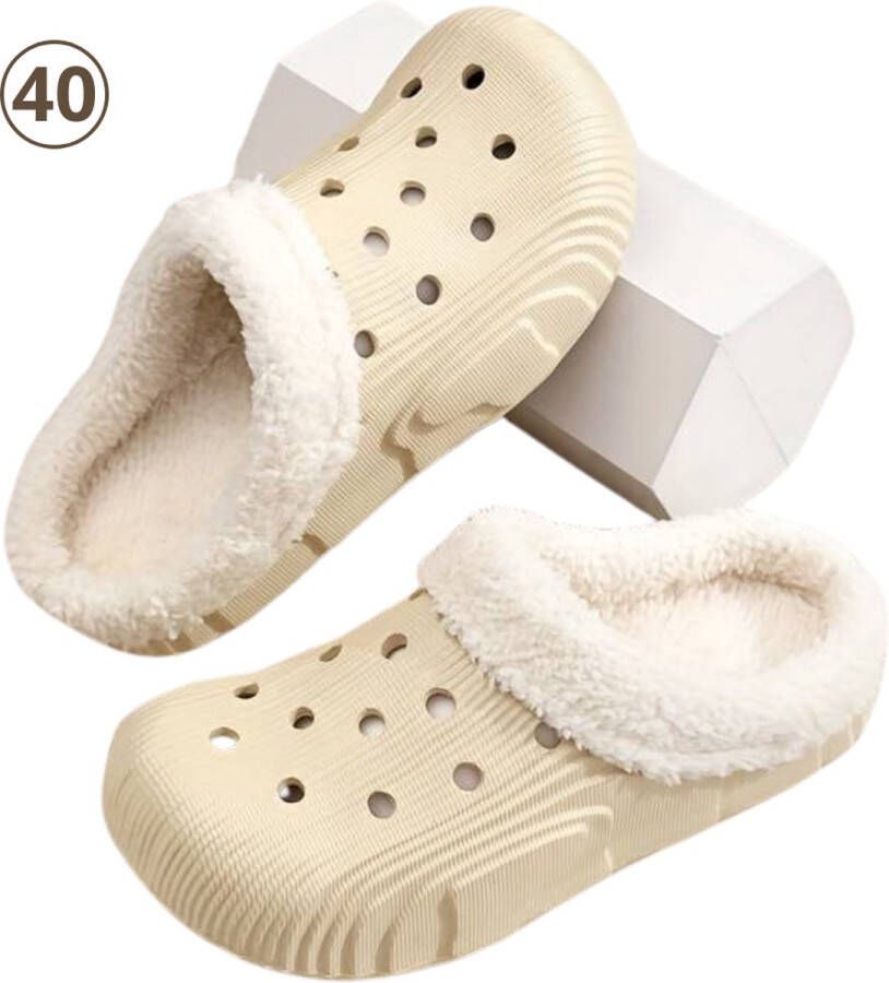 Livano Nivard Warme Pantoffels Sloffen Slippers Pluche Wit