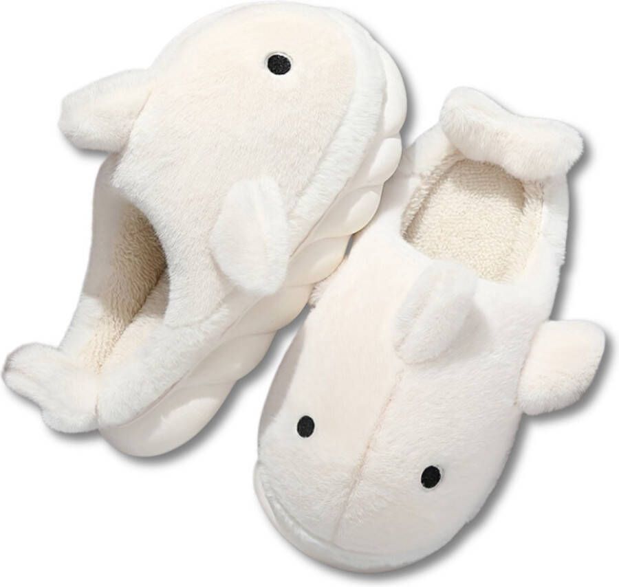 Livano Pantoffels Sloffen Slippers Warme Pantoffels Pluche En 38 Haai Wit