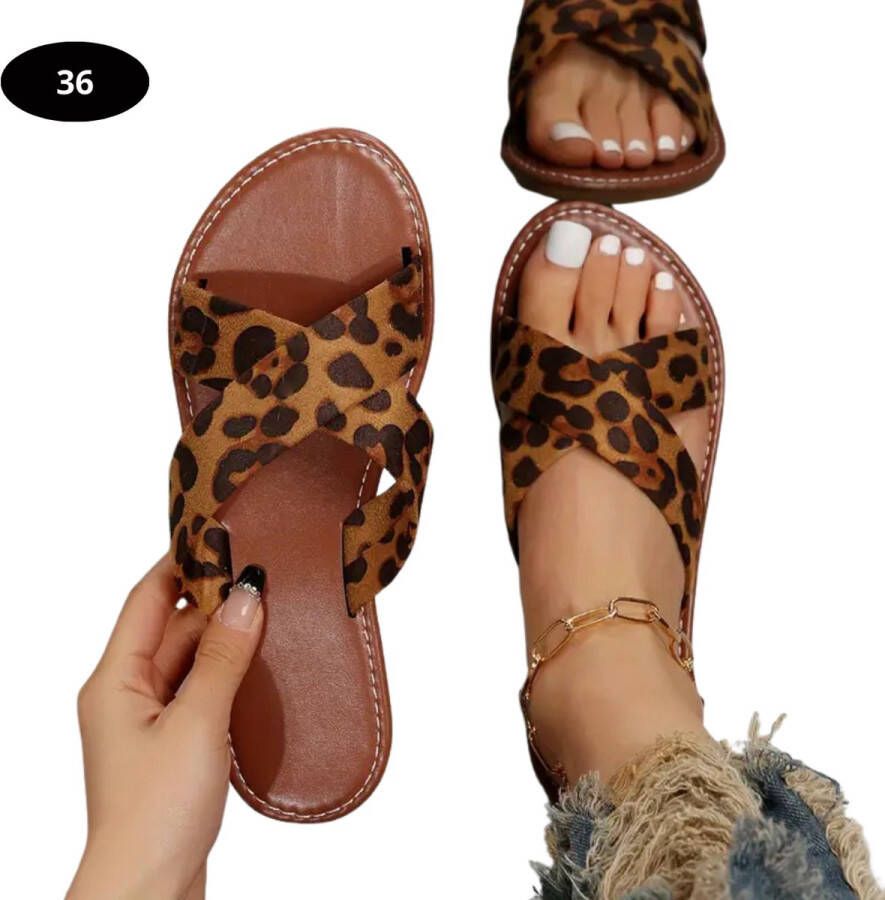 Livano Slippers Dames Teenslippers Flip Flops Comfortabel Zomer Dierenprint