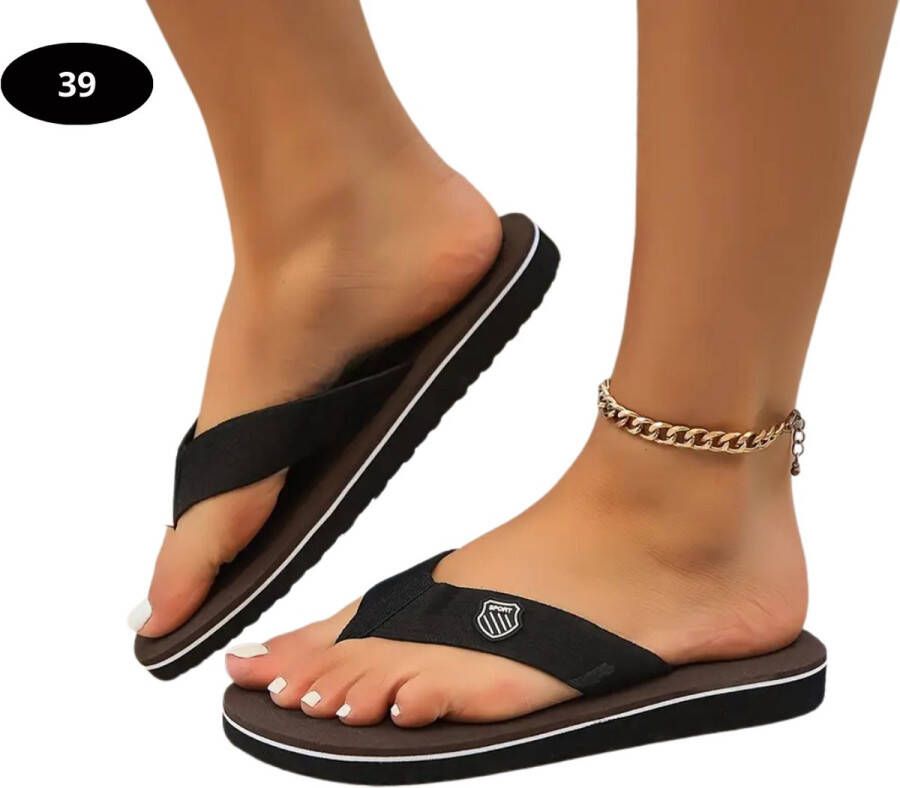 Livano Slippers Dames Teenslippers Flip Flops Comfortabel Zomer Koffie