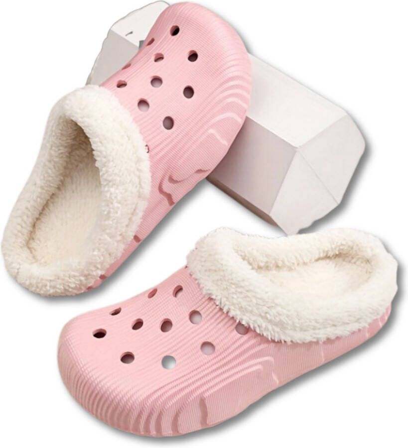 Livano Warme Pantoffels Sloffen Slippers Dames Heren Pluche Licht Roze