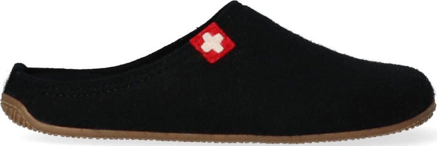 Living Kitzbühel Pantoffels Schweizer Kreuz 3886 900 Schwarz Zwart Wolvilt