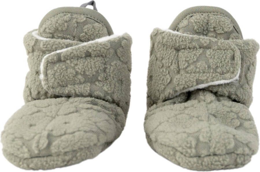 Lodger Babysokken die blijven zitten Slipper Folklore 100% Fleece -18M Klittenbandsluiting Slofjes die blijven zitten Groen - Foto 1