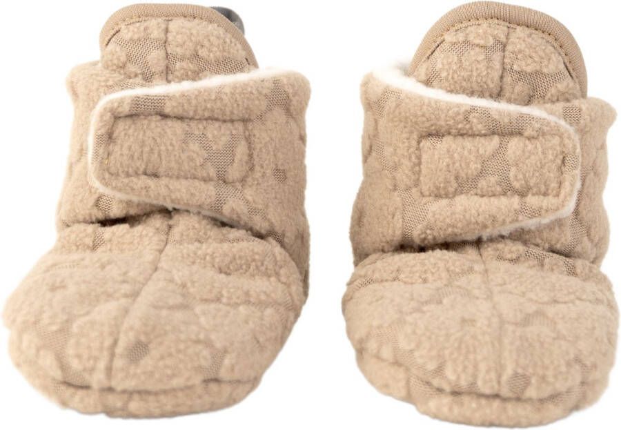 Lodger Winter Slofjes Slipper Folklore 100% Fleece -6M Klittenbandsluiting Slofjes die blijven zitten Beige