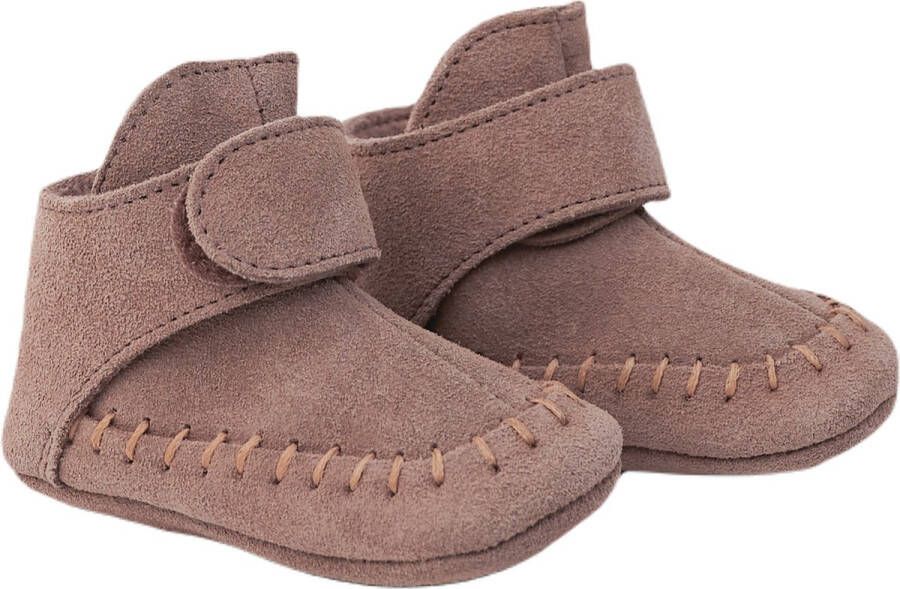 Lodger Babyslofjes Antislip Walker Moccasin Cognac 15 18M Antislip Soepel leer Klittenbandsluiting