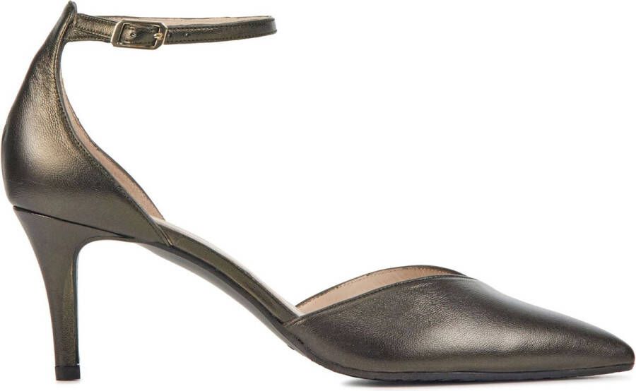 Lodi Pumps Stiletto Dames Damesschoenen Leer Blokhak hoogte 7 cm Moret met Goud