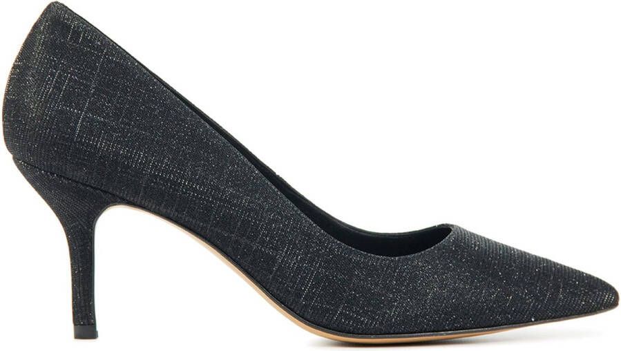 Lodi Pumps Stiletto Dames Damesschoenen Canvas Glitter Blokhak hoogte Mildred-TE Zwart