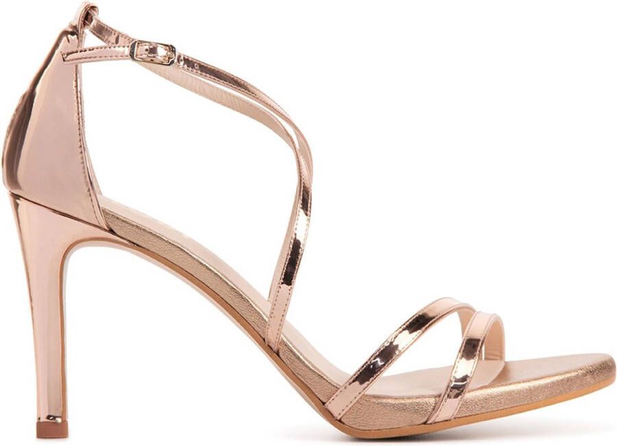 Lodi Sandalen Dames Damesschoenen Leer Naaldhak hoogte 8 cm Inriko met Rose goud