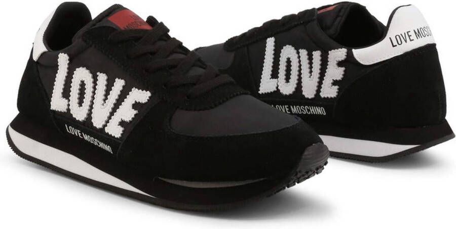 Love Moschino Lente zomer damessneakers met geborduurde details Black Dames