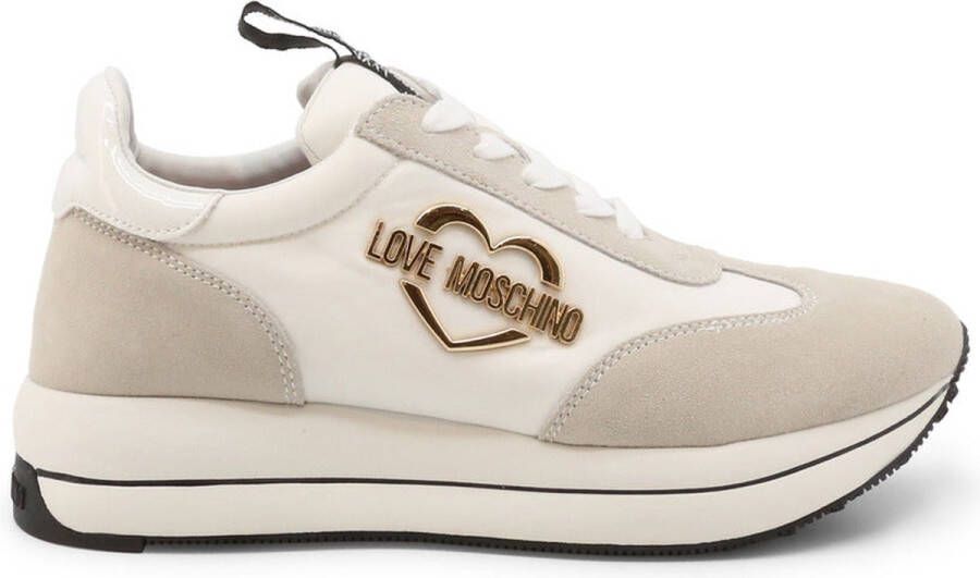 Love Moschino Vetersneakers met Metalen Hartdetail White