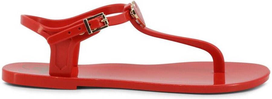 Love Moschino Platte Sandalen voor Dames Collectie Primavera Verano Rood Dames