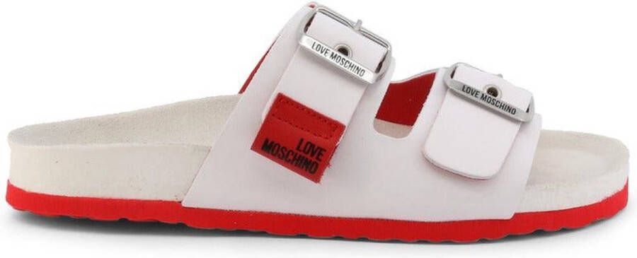 Love Moschino Leren Sliders voor Vrouwen Lente Zomer Collectie Black Dames