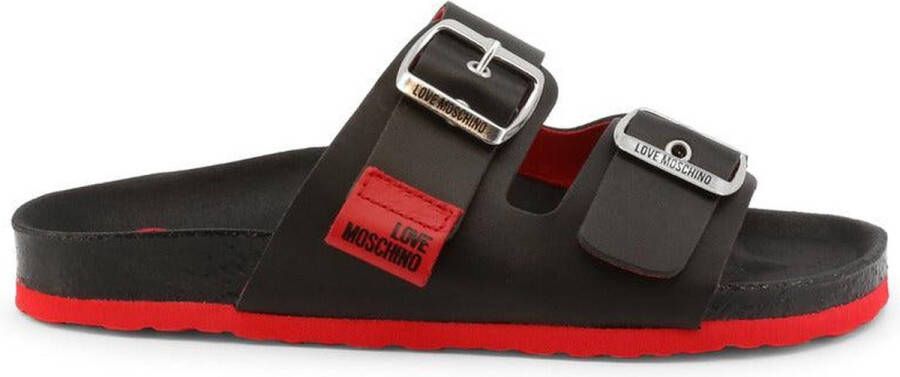 Love Moschino Leren Sliders voor Lente Zomer Collectie White