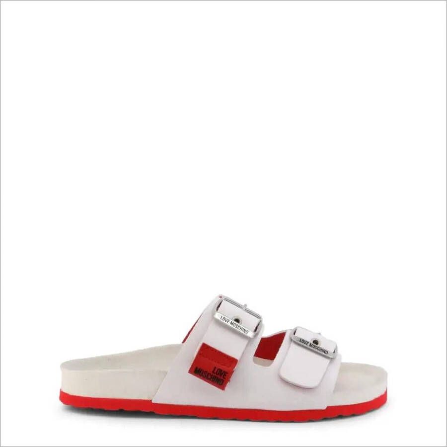 Love Moschino Leren Sliders voor Dames Lente Zomer Collectie White Dames