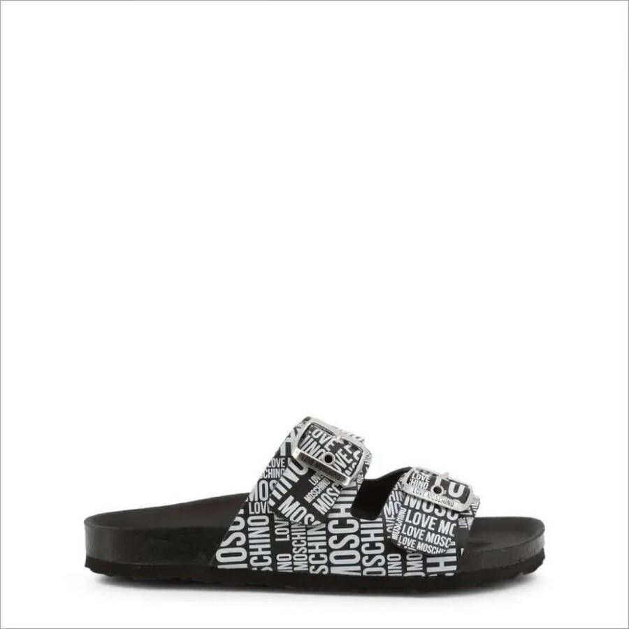 Love Moschino Leren Sliders voor Dames Lente Zomer Collectie Black Dames