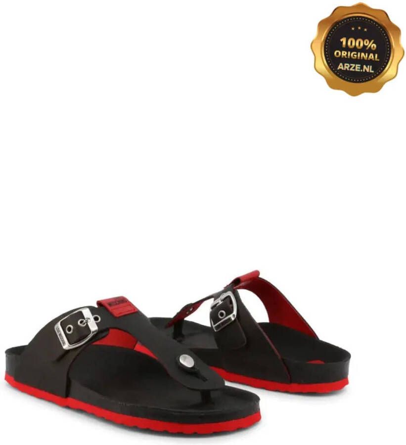 Love Moschino Leren Flip Flop Sandalen voor Dames Lente Zomer Black Dames