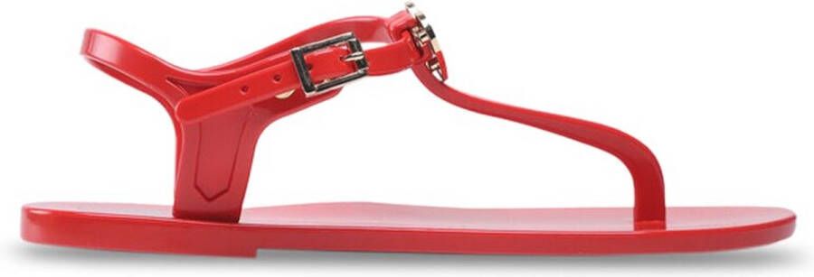 Love Moschino Platte Sandalen voor Dames Collectie Primavera Verano Rood Dames