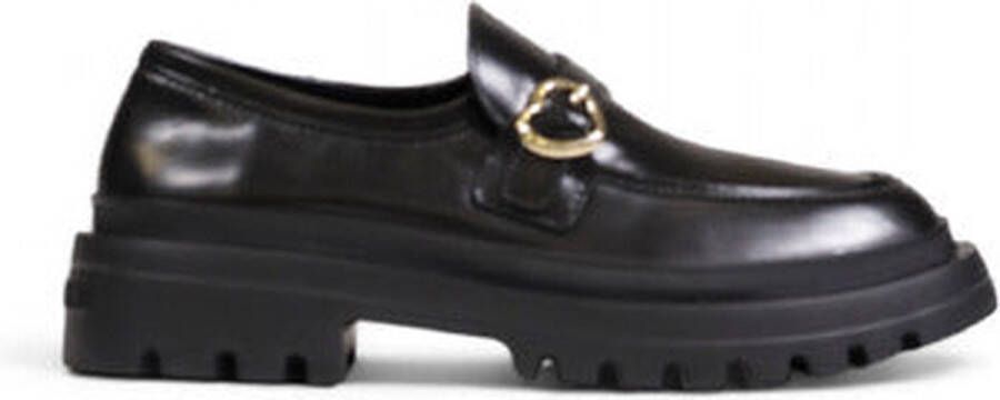 Love Moschino Zwarte Plain Moccasins met Rubberen Zool Black Dames