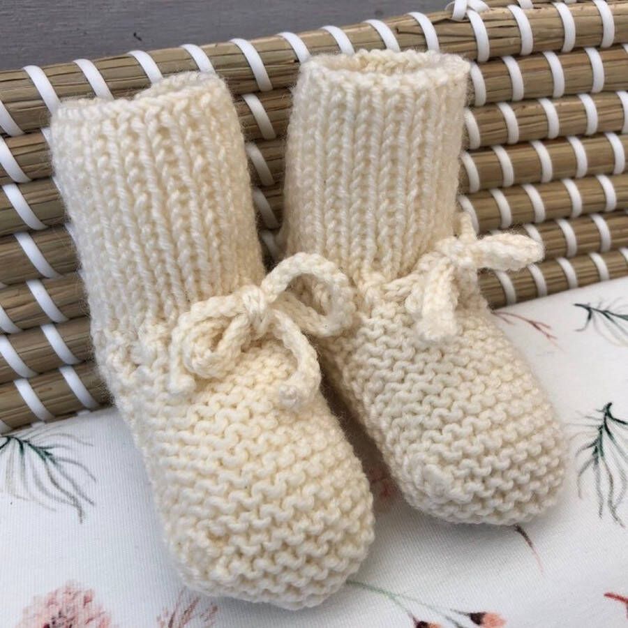 Lovely Stitches Gebreide babyslofjes Kort Off White Merino Wol Lovely Stitche - Foto 1