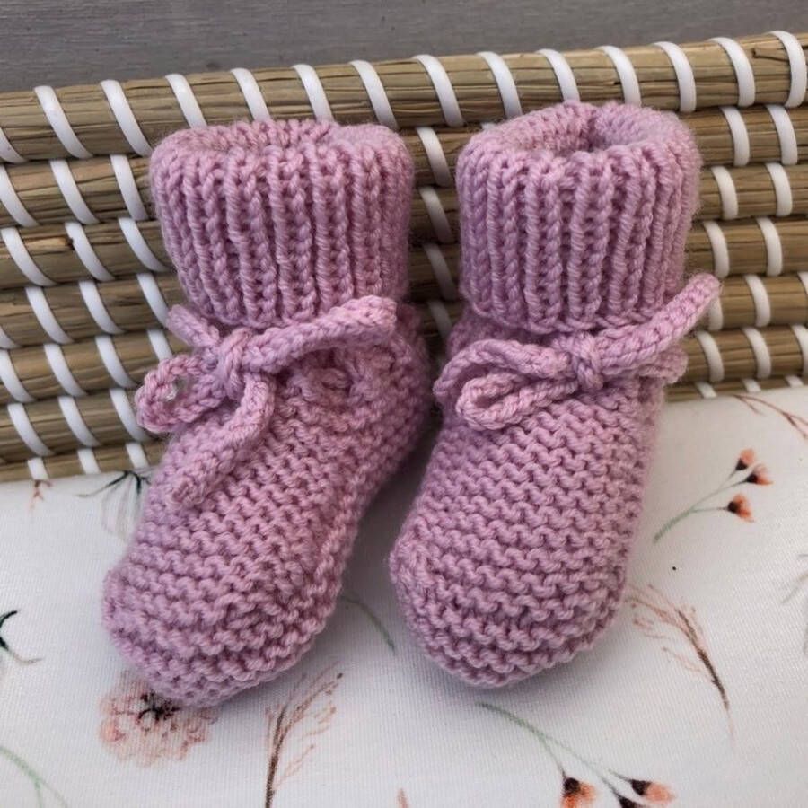 Lovely Stitches Gebreide Babyslofjes Met Omslag Oudroze Merino Wol Lovely Stitche - Foto 1