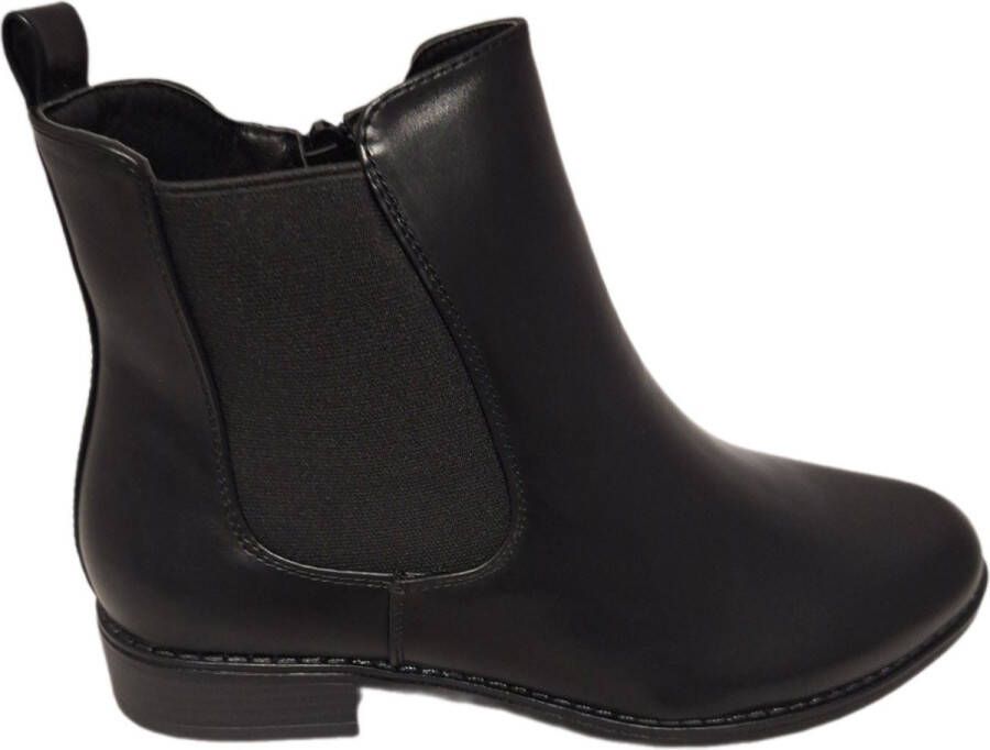 LUCKYSHOES -CHELSEABOOTS-BLACK-LEDERLOOK