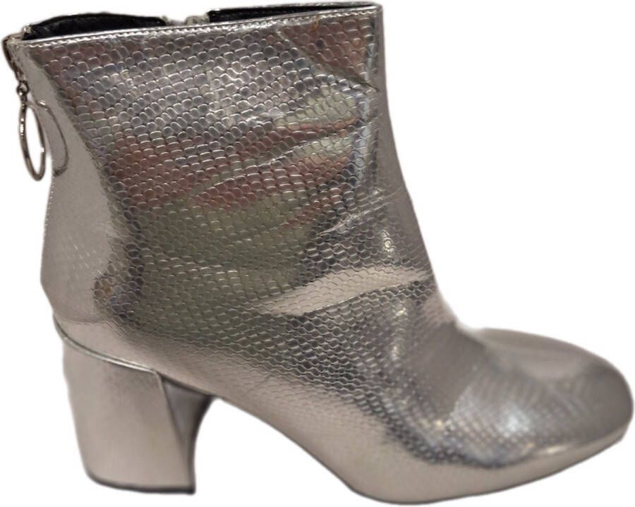 LUCKYSHOES -ENKELBOOTS-SILVERY-SNAKELOOK-HAKJE 5