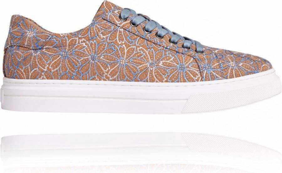 Lureaux Blue Cork Flower Sneakers Handgemaakte Nette Schoenen Voor Heren