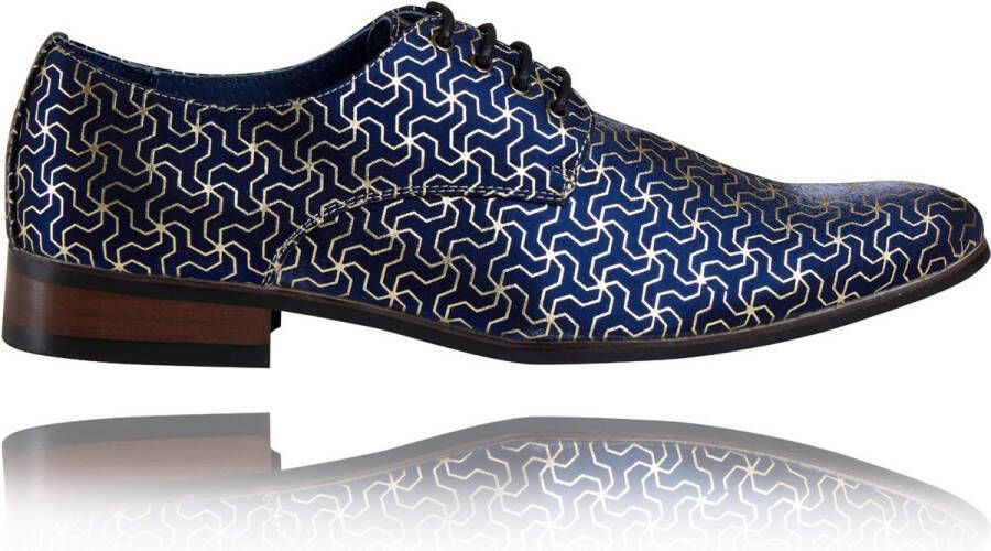 Lureaux Blue Majesty Kleurrijke Schoenen Voor Heren Veterschoenen Met Print