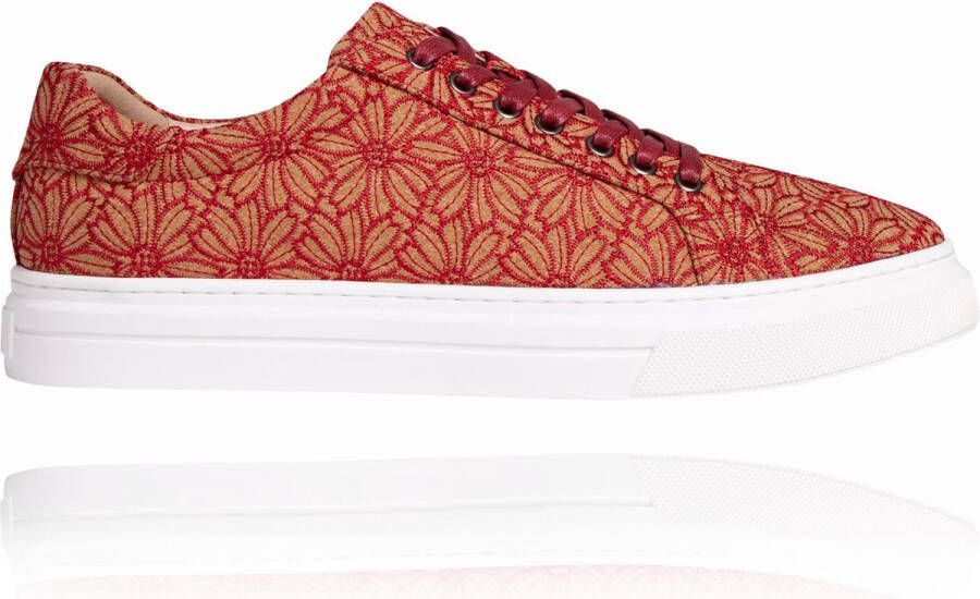 Lureaux Red Cork Flower Sneakers Handgemaakte Nette Schoenen Voor Heren