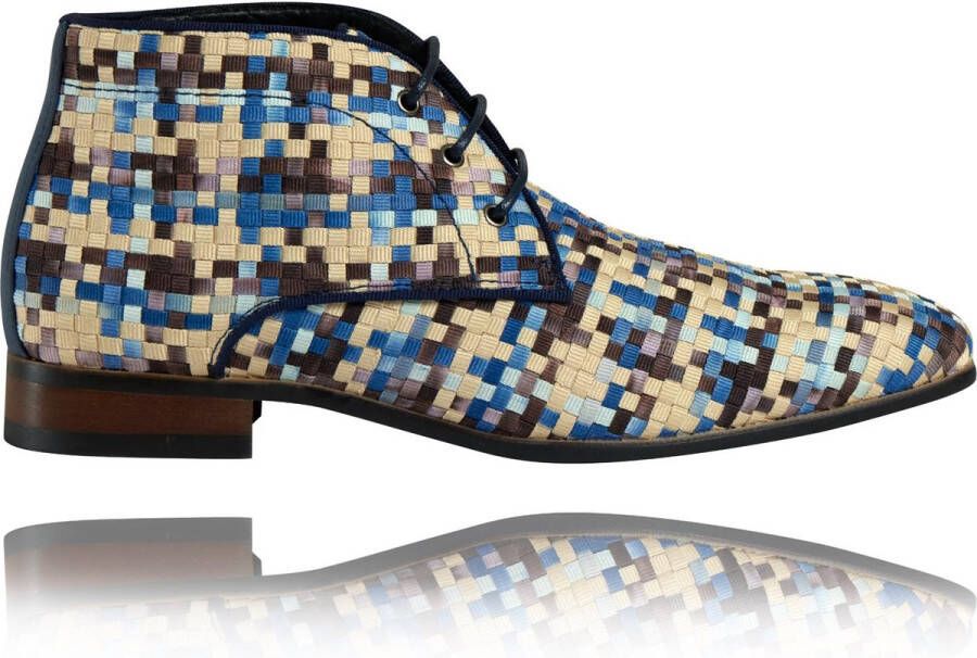 Lureaux Weavy Blue High Kleurrijke Schoenen Voor Heren Veterschoenen Met Print