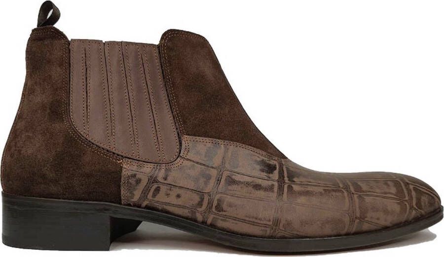 Maglieriapelle Ferro Shoes Chelsea Boot SANDOR Bruin Croco Echt leder Handgemaakt